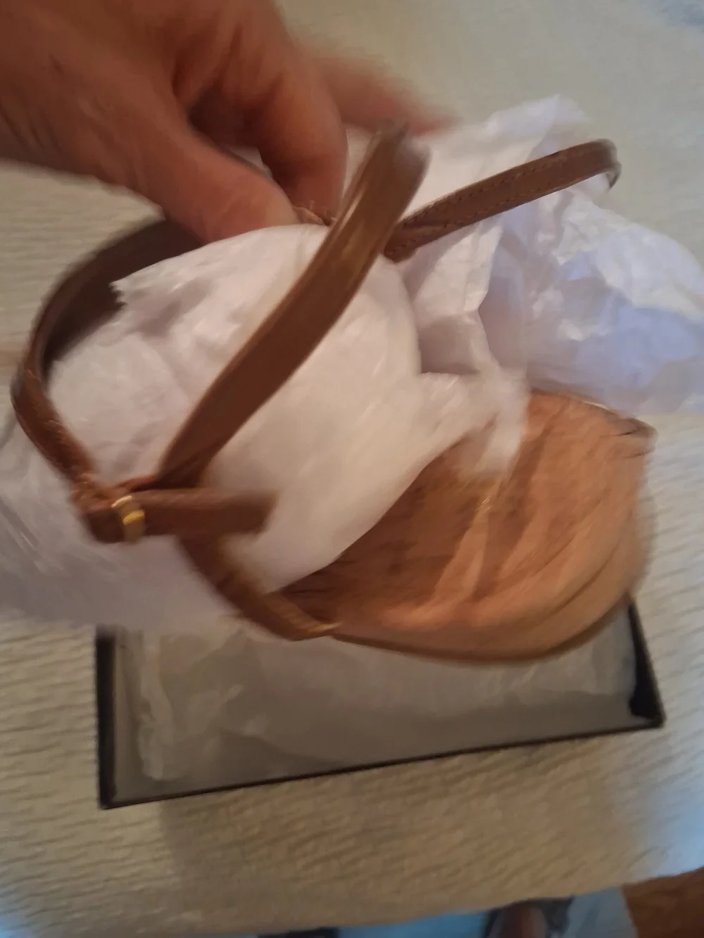 Lauren Ralph Lauren Brown Cork Thong Sandals with RL Logo - Picture 4 of 5